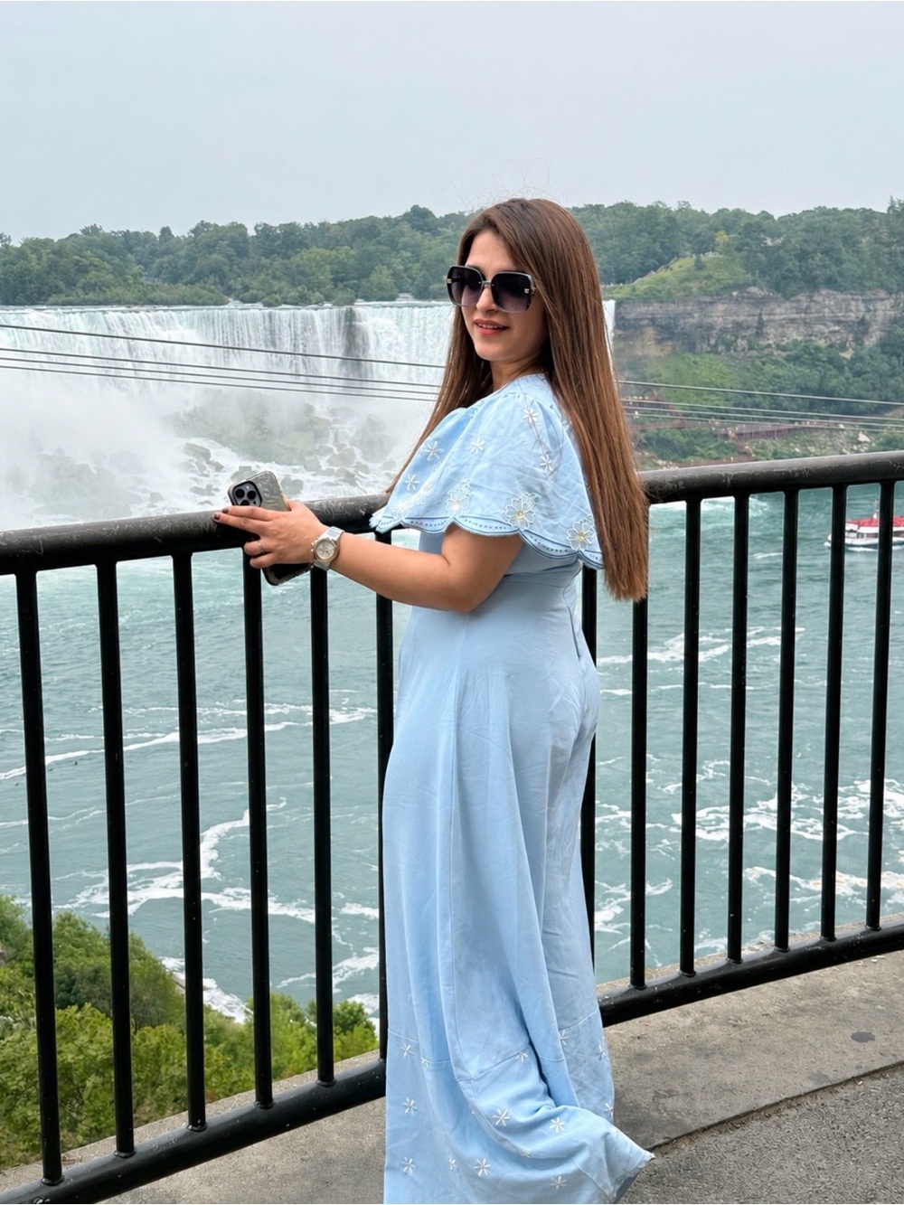 Light Blue Embroidered Maxi Dress